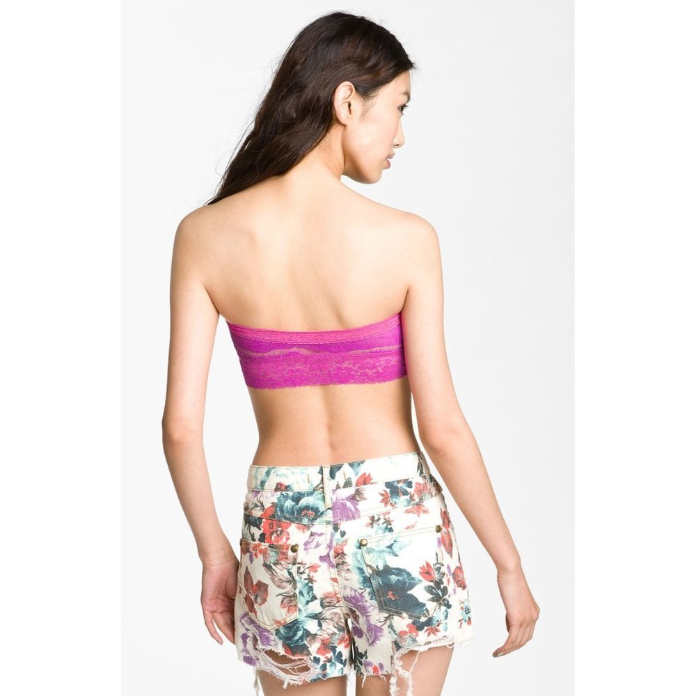 FREE PEOPLE Lace Bandeau Bralette Bra Hot Raspberry Purple Pink Small NEW - Picture 2 of 6